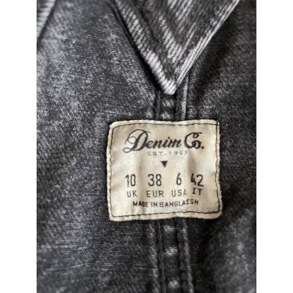 Denim Co Shortalls Short Overalls Size 6 Distressed Black Jean Raw Edge Cutoffs - Picture 10 of 11